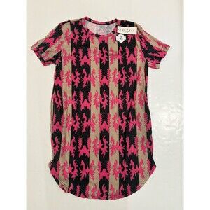 Two 2 Fly Co Aztec Western Cowgirl T-Shirt Dress Womens Small NWT Pink Black Tan